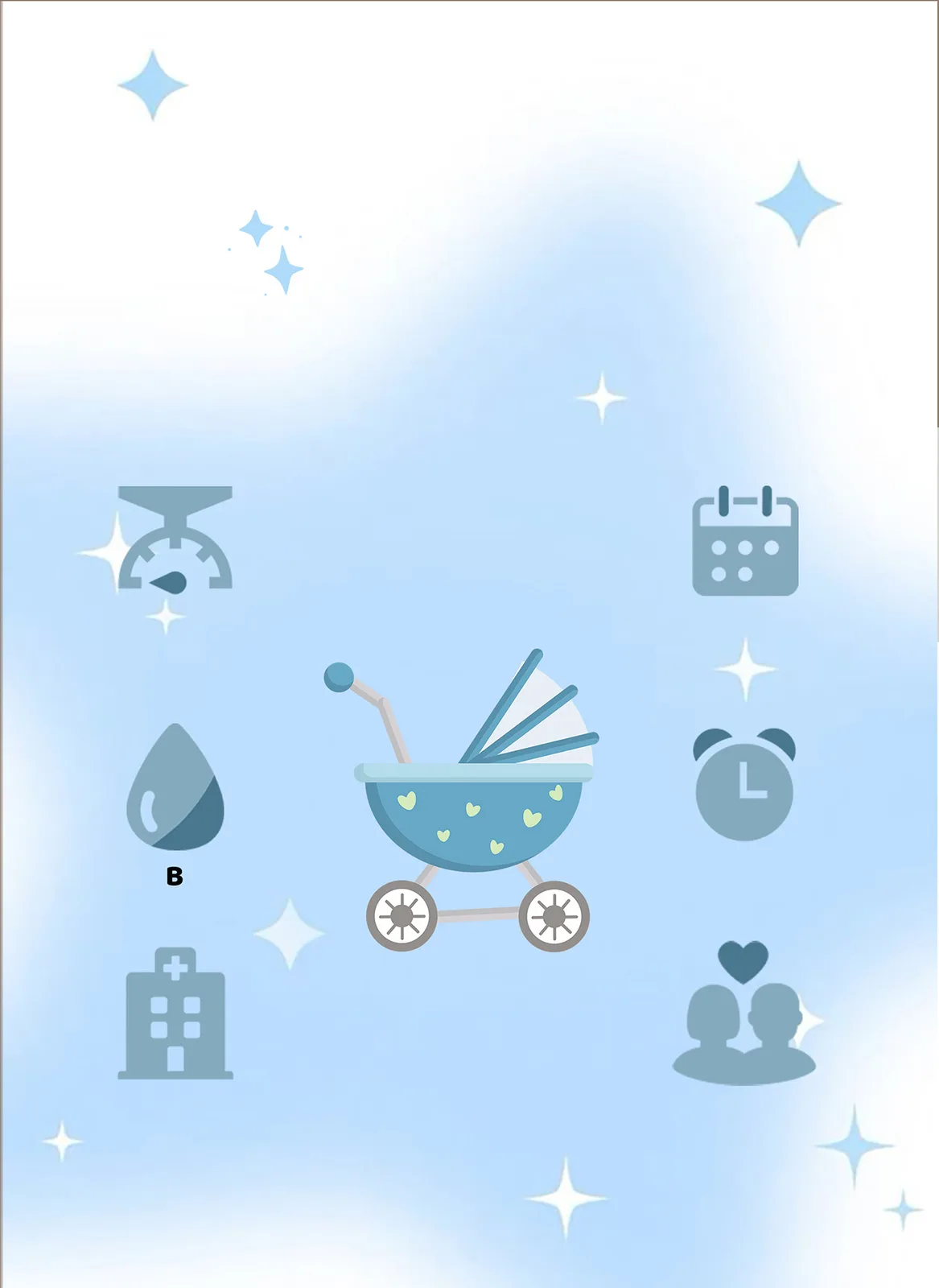 Blue birth announcement card template before photo and details are added