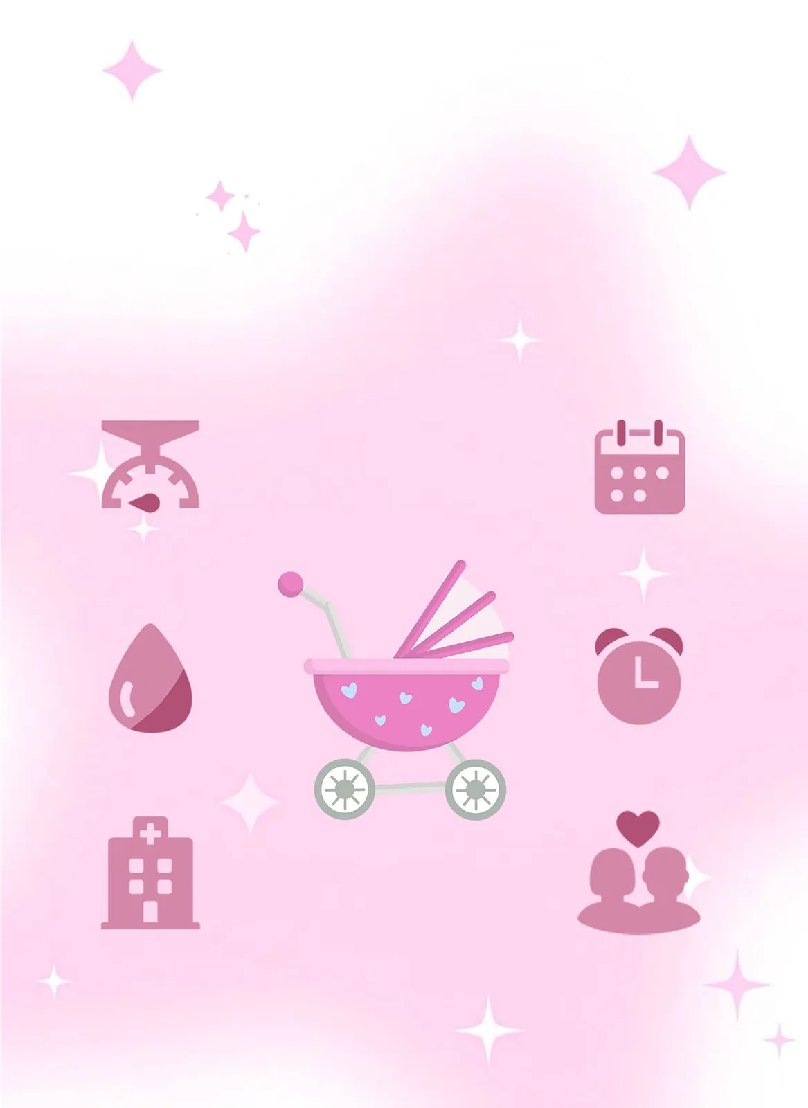 Pink birth announcement card template before photo and details are added