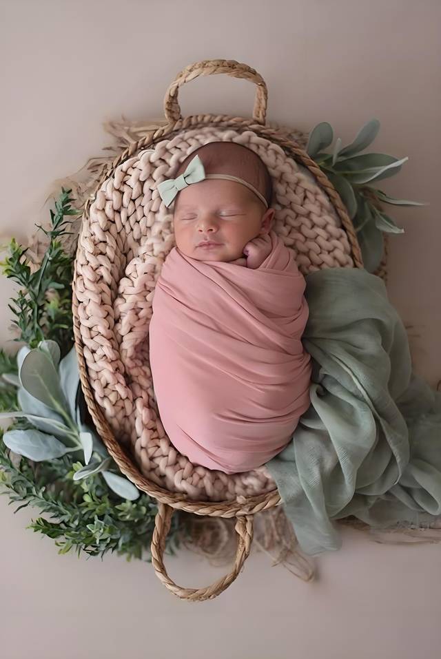 Newborn-inspired pink cradle keepsake made in LittleCam
