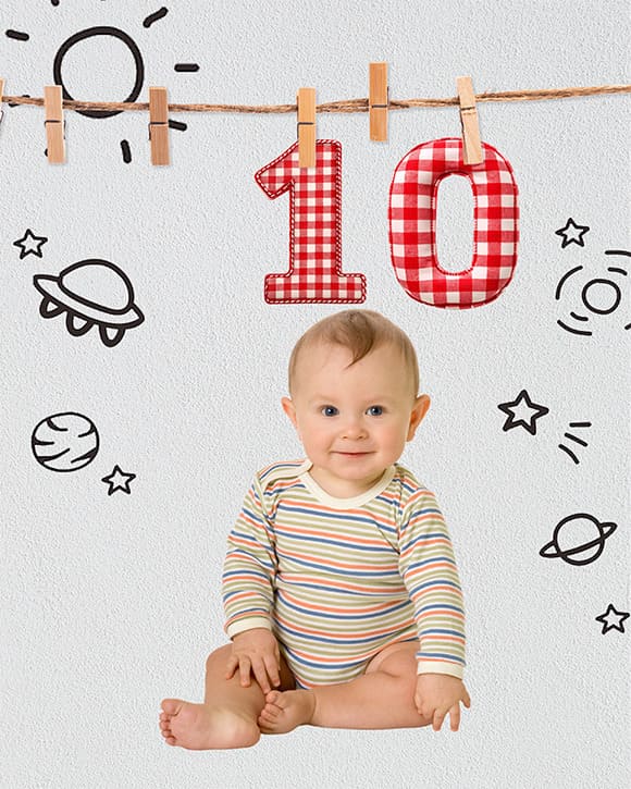 10-month plaid number template