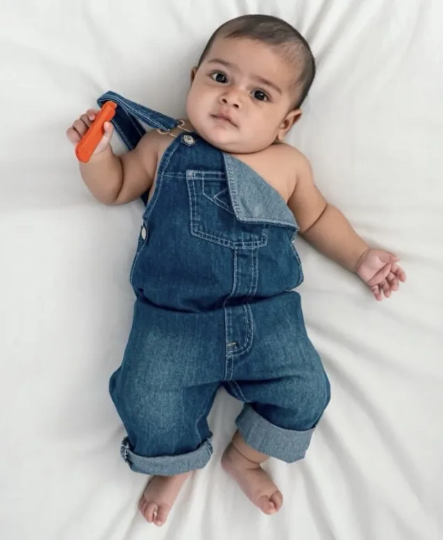 Sample baby photo in denim